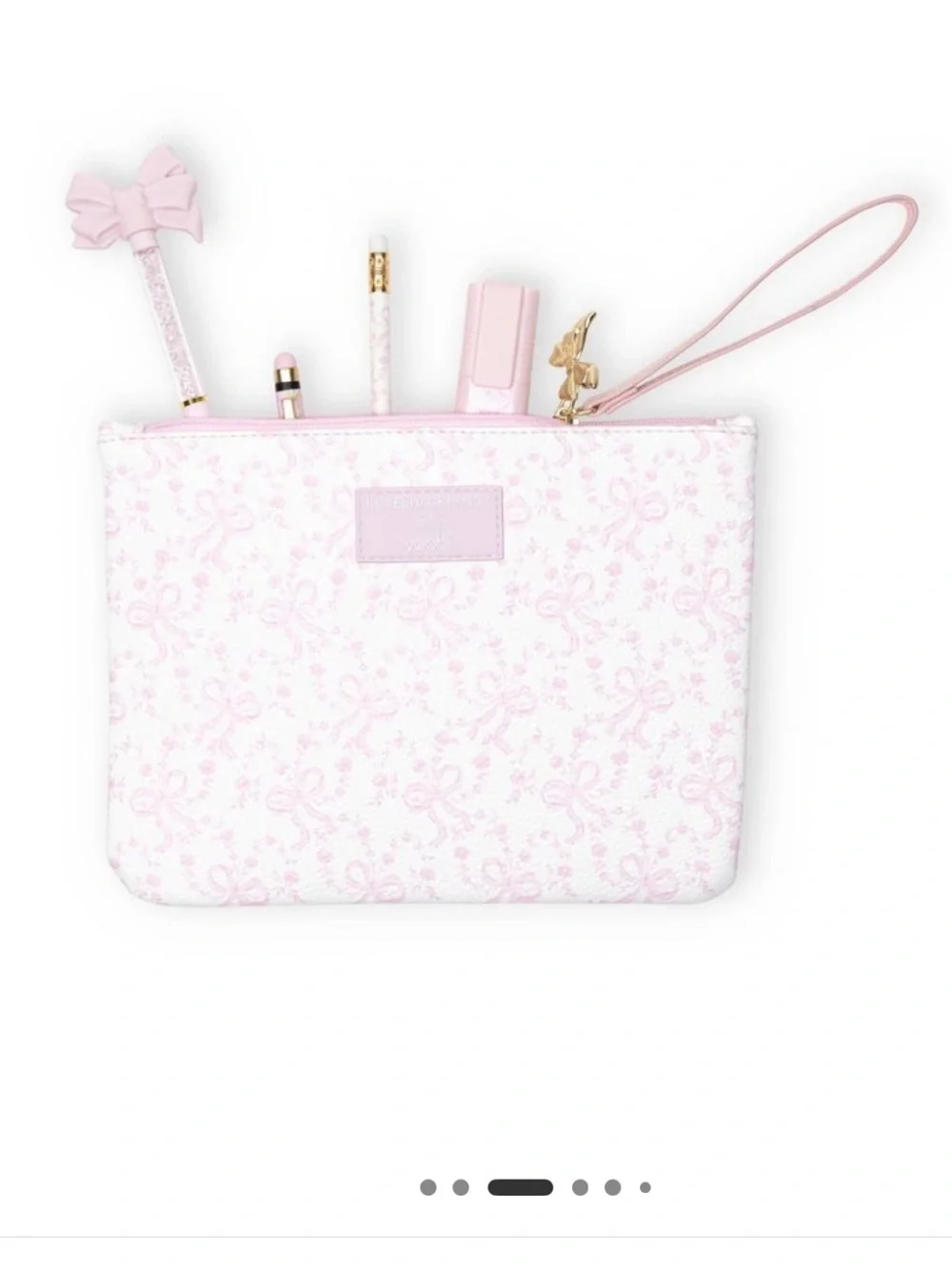 💗🎯LoveShackFancy x Target - Yoobi Coquette Bow Flat Zip Pencil Case with Strap